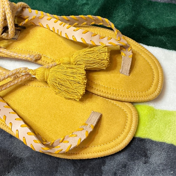 Zara Yellow Sandals with Tassel Accents - Picture 9 of 9